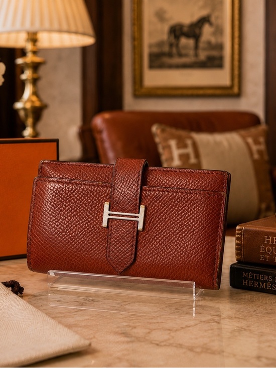 Hermes Accessories - Hermès Bearn 3-Key Holder – Epsom Leather – Casaque Brown – Made in France